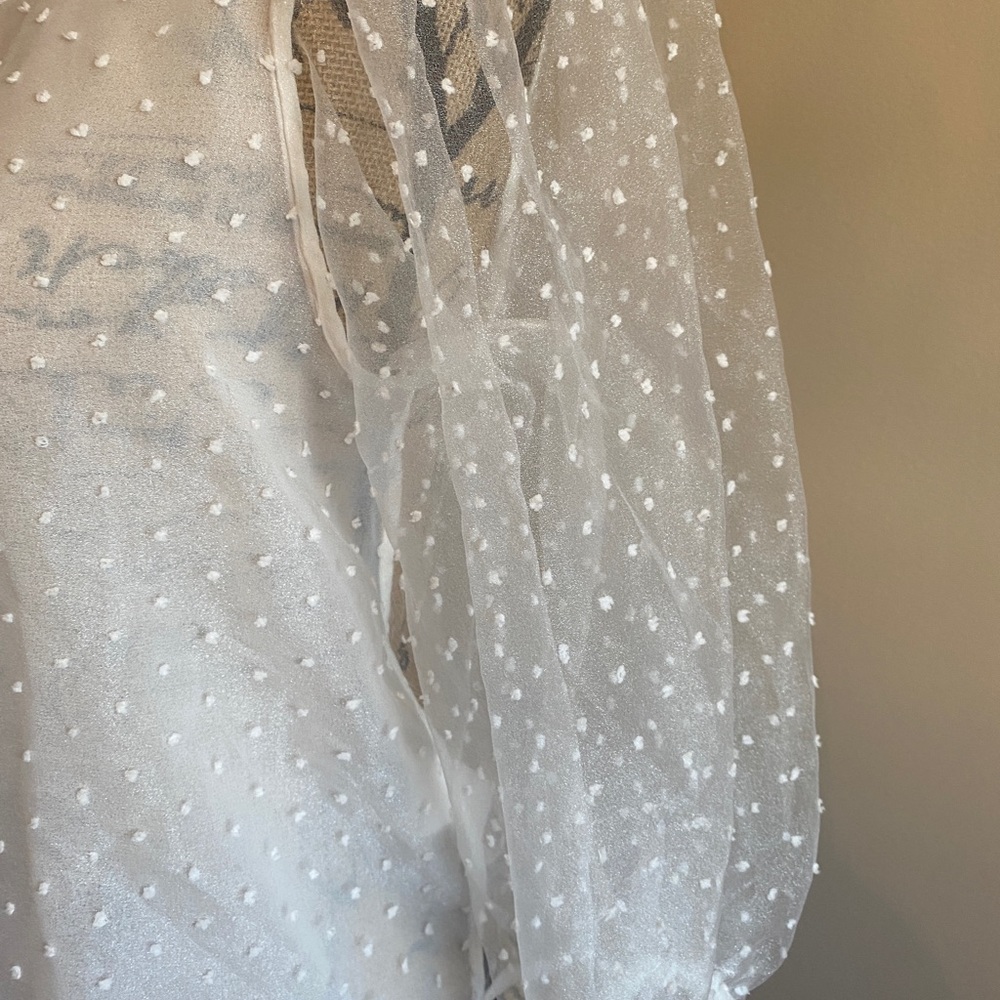 Zara white organza blouse with full sleeves - Picture 8 of 12